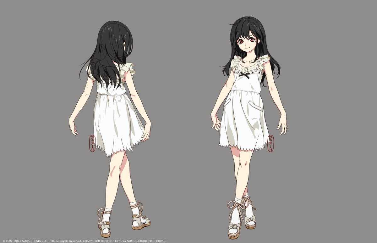 《最终幻想7重制版》儿童蒂法设定图 连衣裙天真可爱
