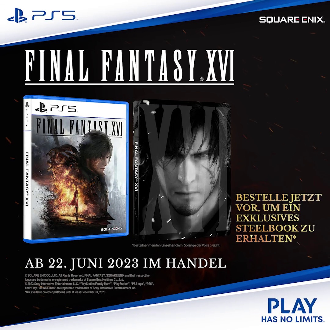 在德国亚马逊预购《最终幻想16》可获得限量版独家克莱夫铁盒包装